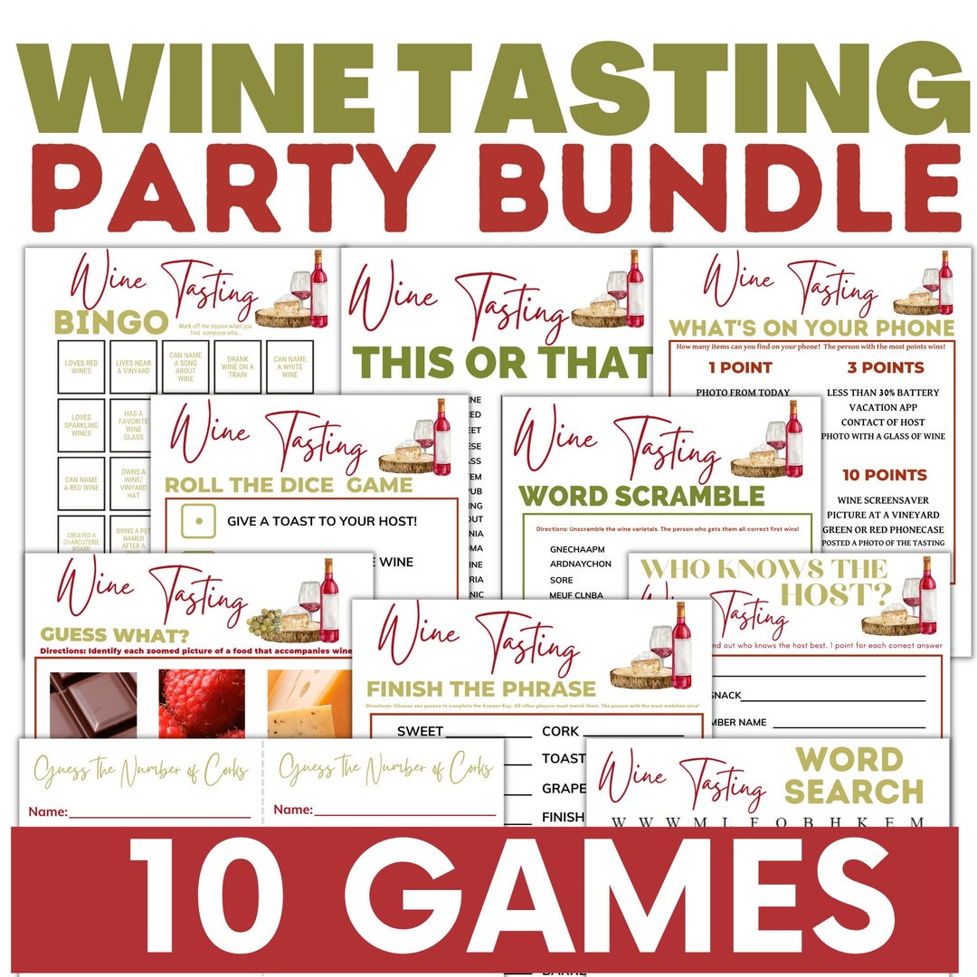 Wine Tasting Game Bundle Girl's Night Out Party Game Etsy