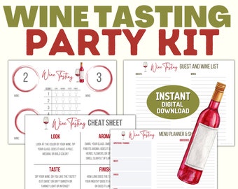 Wine Tasting Party Kit for Wine Party, Girl's Night, Bridal Shower Games, Bachelorette, Couples Date Night Ideas, Score Cards, Winery Games