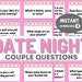 Date Night Conversation Starter Cards Printable Couple Game - Etsy