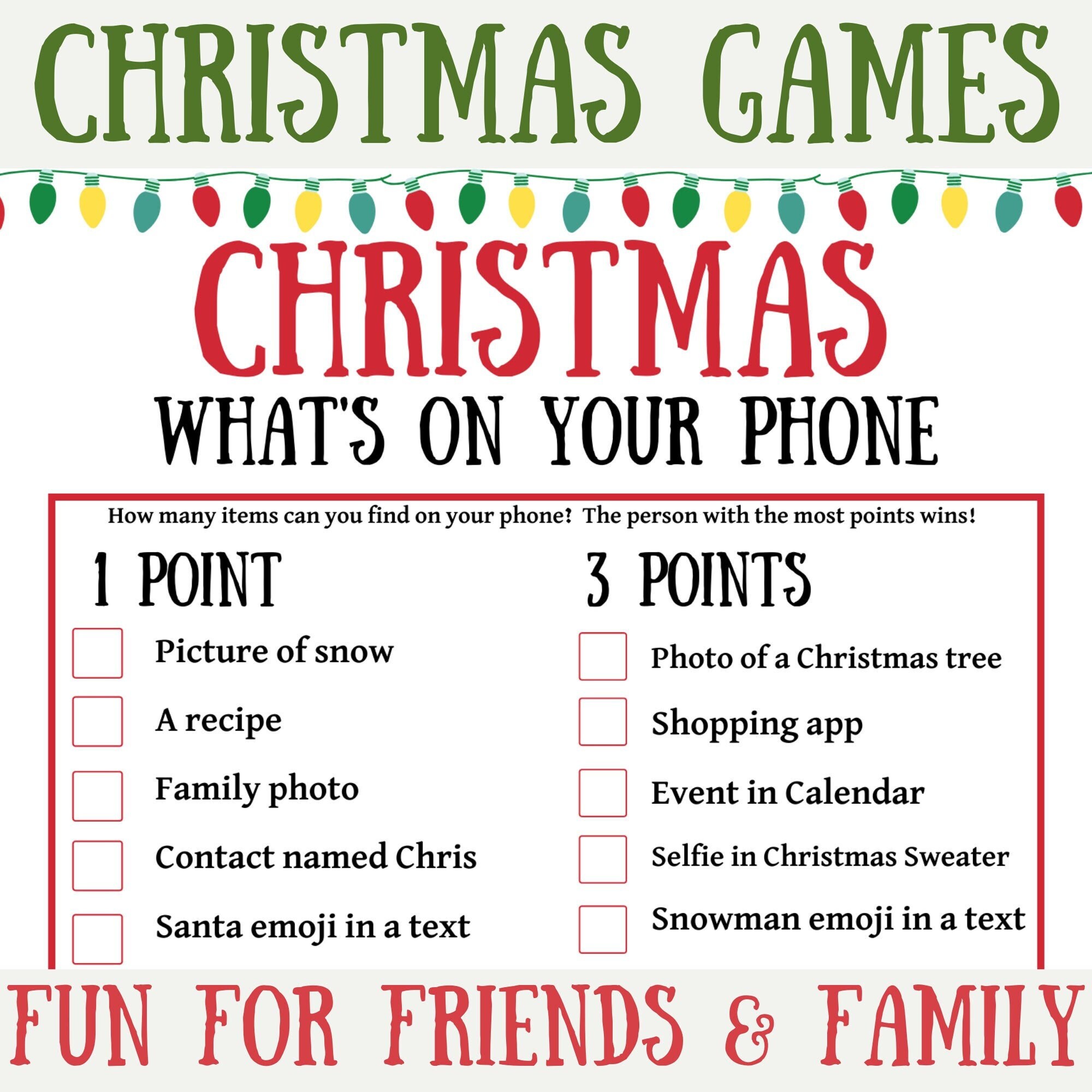 Christmas What's on Your Phone Game Office Party - Etsy