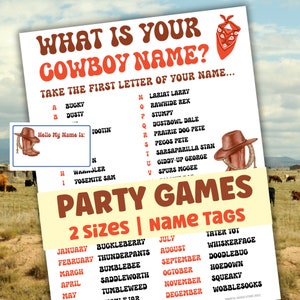Qual è il tuo nome da cowboy, Gioco per feste di compleanno per bambini e adulti, Festa in ufficio, Serata giochi in famiglia, Giochi per adolescenti, Divertente gioco per feste, Festa al ranch
