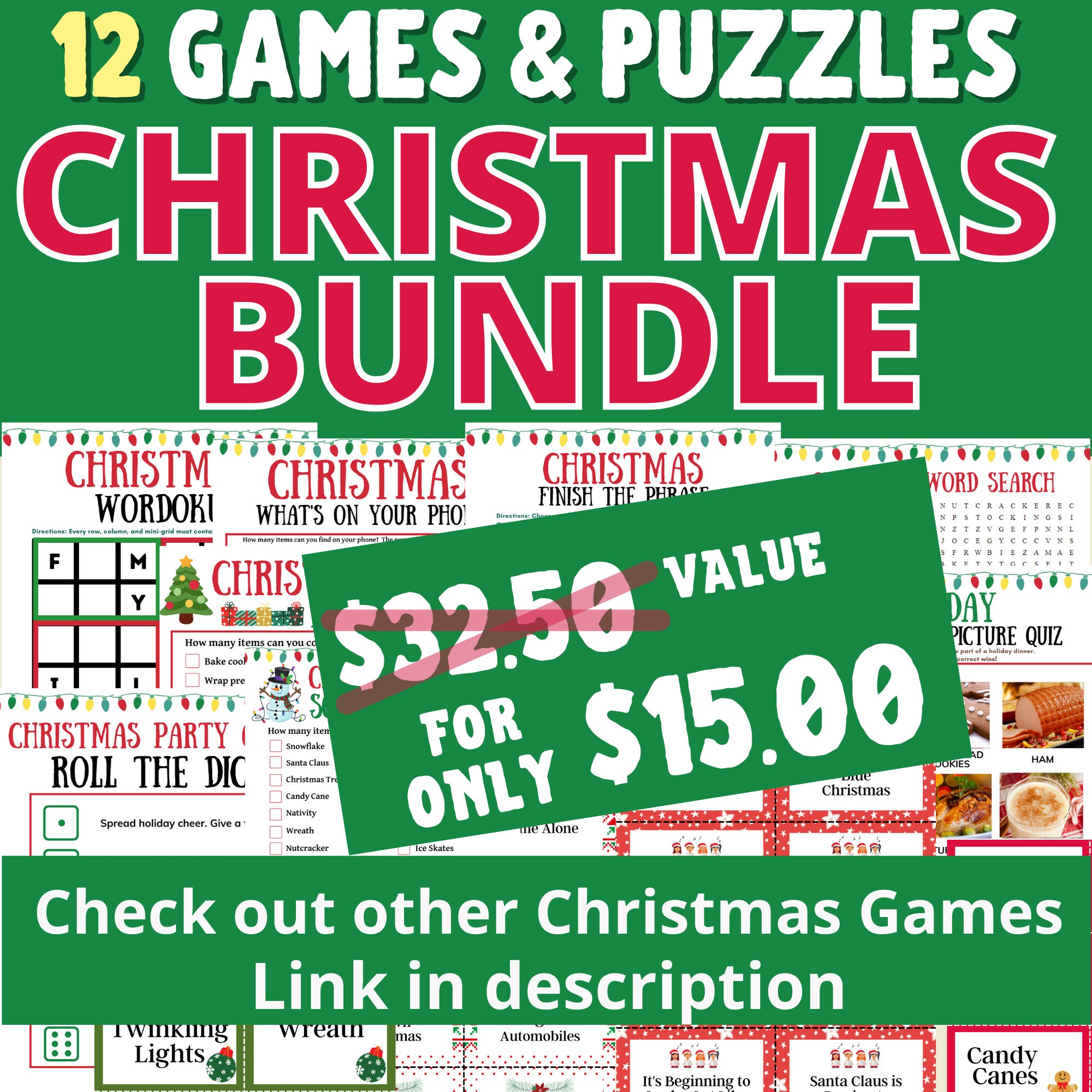 Christmas Charades or Draw It Cards | Instant Digital Download ...