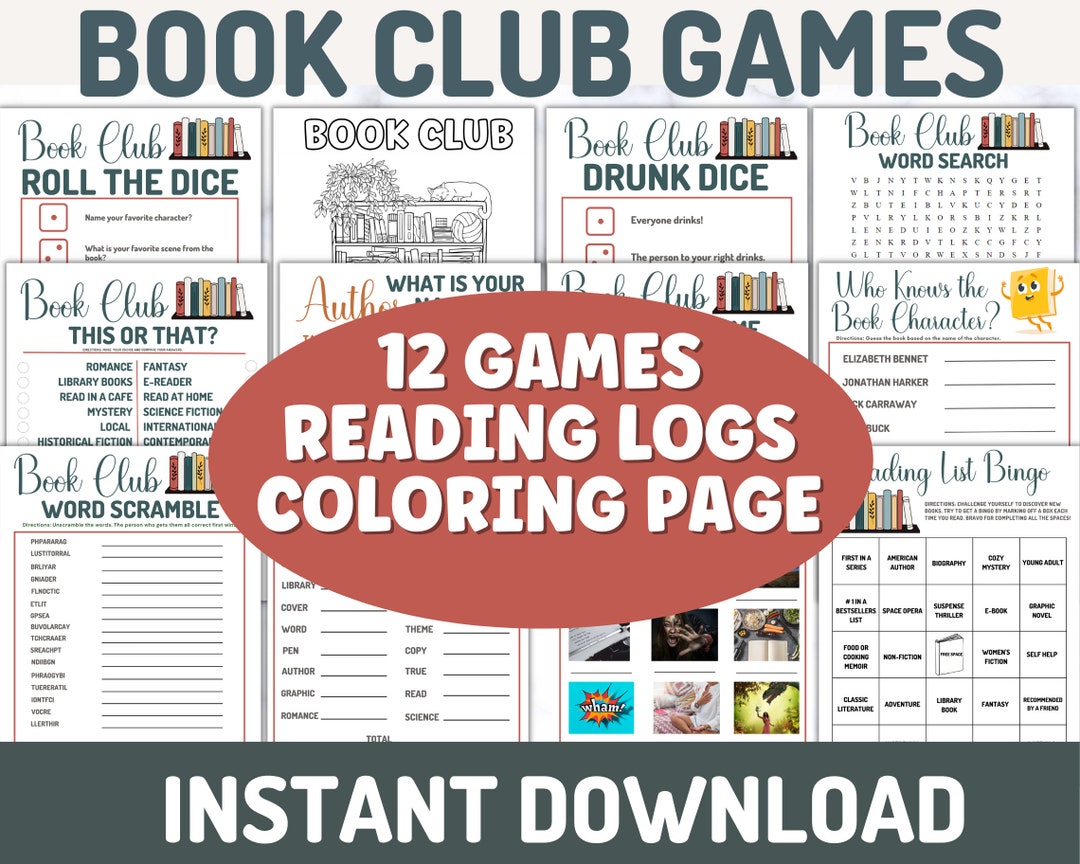 Book Club Game Bundle Printable Party Games Instant Etsy