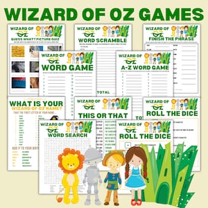 Wizard of Oz Game Bundle: Printable Party Games (Instant Download)
