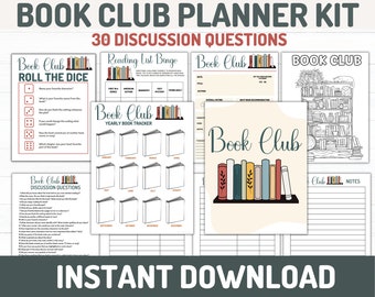 Book Club Planner Bundle: Reading Journal, Discussion Questions (Printable Instant Download)