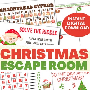 Christmas Escape Room Game | Family Game Night | Printable Party Game | Instant Digital Download | Holiday Kids Party | Logic Puzzles