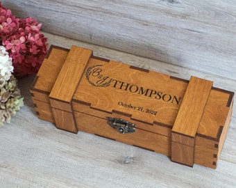 Caixa de vinho com lavanda gravada a laser, presente personalizado para cerimônia de casamento, presente de aniversário, presente de Natal, presente de noivado