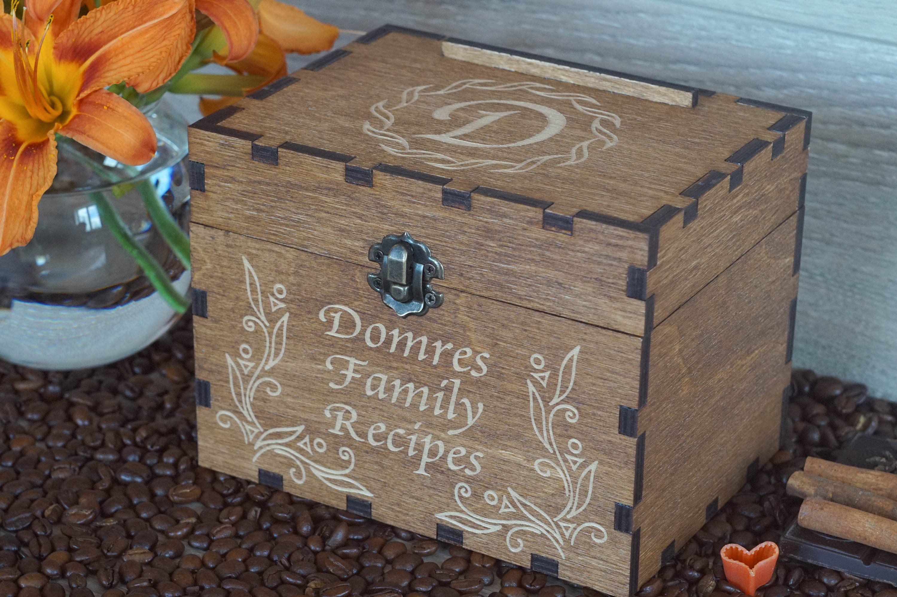 4x6 Recipe box with dividers Personalized recipe box Engraved Etsy