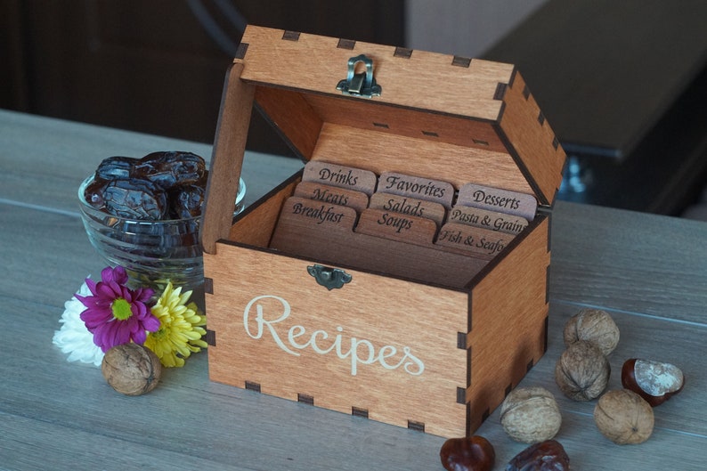 4x6 Recipe box with dividers Personalized recipe box