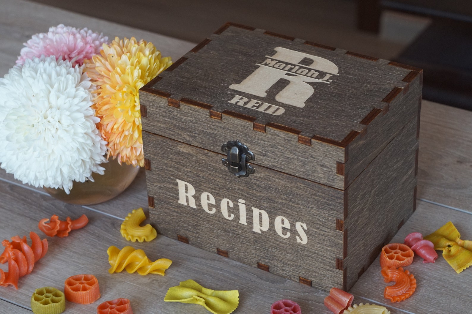 4x6 Recipe Box With Dividers and Recipe Cards Personalized Etsy