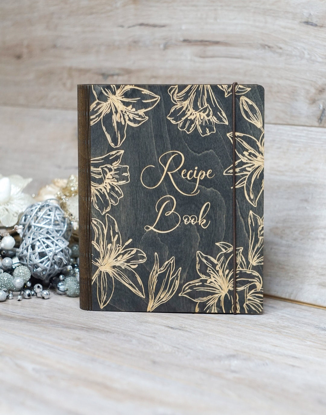 Personalized Wood Recipe Book With Tab Dividers With Lilies - Etsy