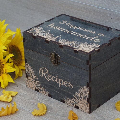 Personalized Recipe Box Family Wood Recipe Box Wedding Gift Etsy