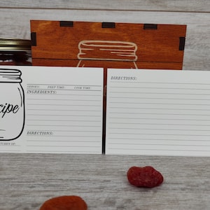 4 x 6 Tarjetas de recetas con tarro Crema color blanco Decoración de despedida de soltera para caja de recetas Regalo del día de la madre Regalo de Navidad