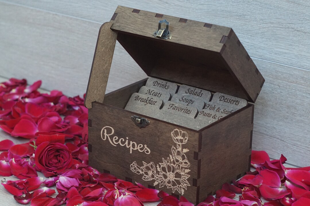 4x6 Recipe Box With Dividers and Recipe Cards Personalized Etsy