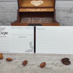 4 x 6 Tarjetas de recetas florales Color blanco crema Decoración de despedida de soltera para caja de recetas Regalo del día de las madres Regalo de Navidad