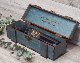 Caixa de vinho com gravação a laser floral personalizada, presente de cerimônia de casamento para recém-casados, presente de aniversário, presente de Natal, presente de noivado