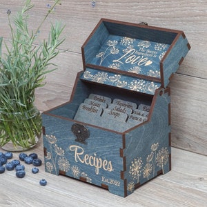 Custom Engraved Recipe Box, Personalized Recipe Box, Courts