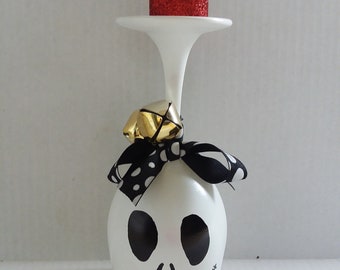 Jack Skellington Christmas Wine Glass Candle Holder