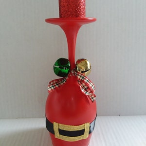 Santa Wine Glass Candle Holder
