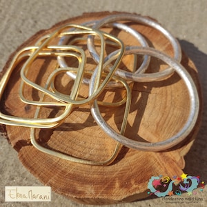 Rigid brass bracelet and samak Bohochic handmade bangles ElenaMarani collection made in Italy