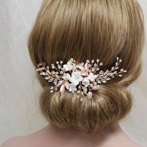 Rose Gold or Silver  Wedding Hair Comb, Bridal Hair Comb, Wedding  Hair Piece, Leaf Bridal Headpiece, Floral hair pin ,Bridesmaid gift
