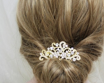 Gold Crystal Wedding Hair Comb, Art Deco Hair comb, Bridesmaid Hair Comb, Wedding Hair Piece, Bridal Headpiece, Wedding Hair Accessory