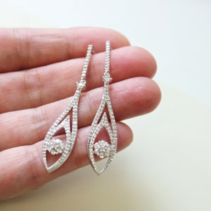 Silver Bridal Earrings, Wedding  Earrings , Crystal  drop Earrings, Art Deco Dangle Earrings, Wedding Jewelry for bride gift