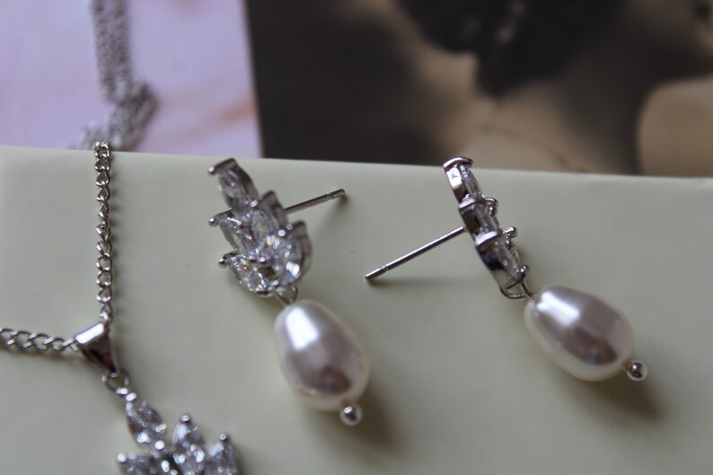 Bridesmaid Earring And Necklace set Art Deco Earrings Etsy