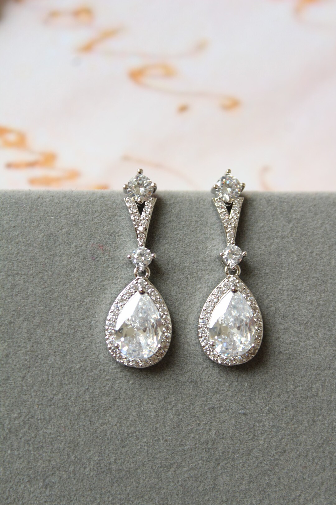 Vintage Style Bridal Earrings, Art Deco Earrings, Wedding Earrings
