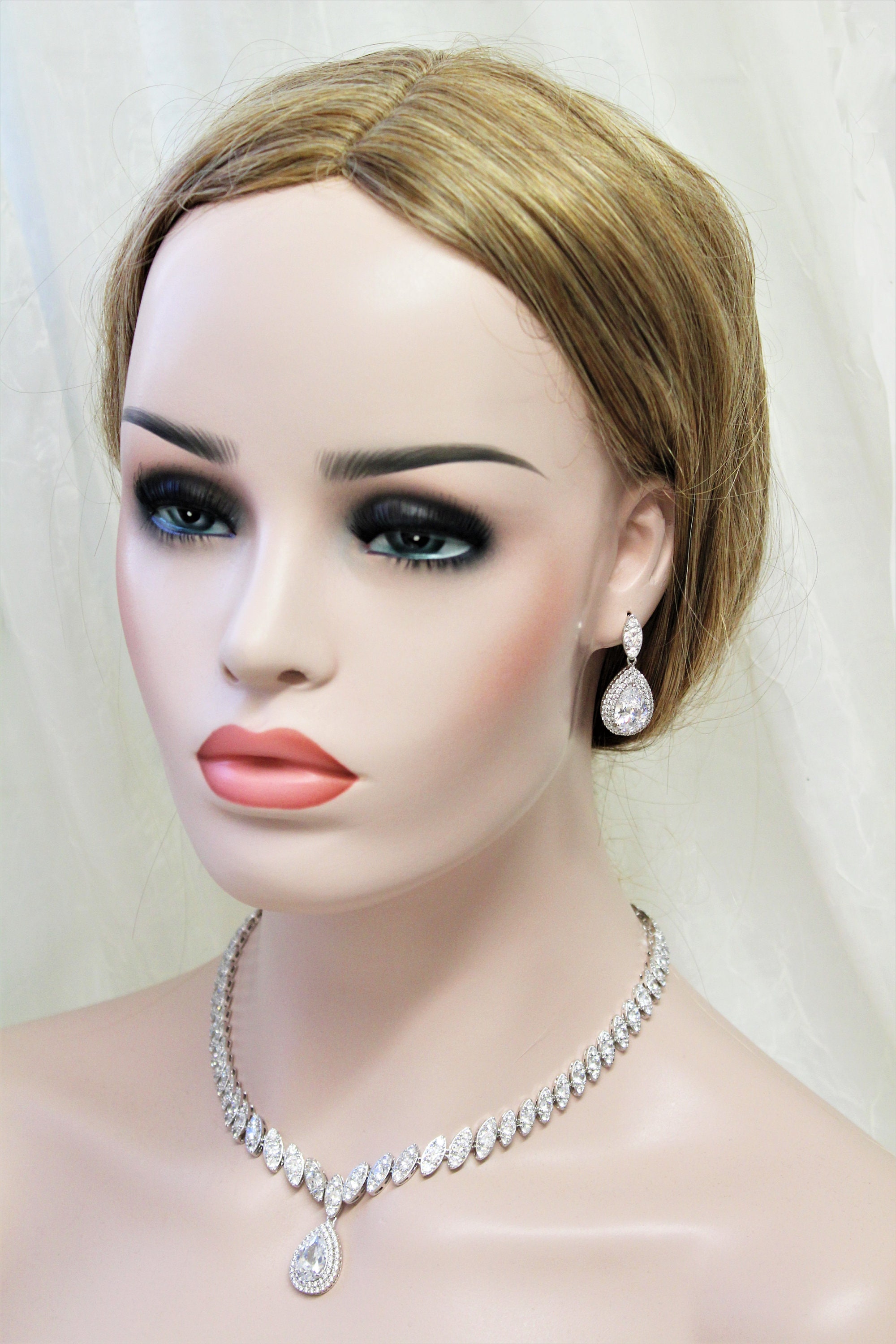 Bridal Earring and Necklace Set Wedding Jewelry Set Vintage Etsy UK