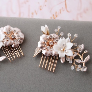 2 Gold Bridal Hair Combs ,Wedding  Headpiece, Leaf Bridal headpiece, Floral Hair Comb , Bridesmaid hair comb, Bridesmaid gift