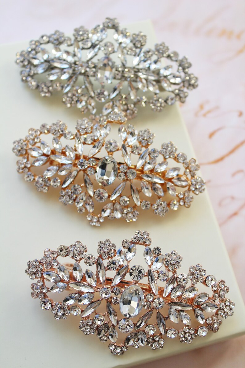 Silver Crystal Wedding Hair Clip Vintage Style Bridal Hair Etsy