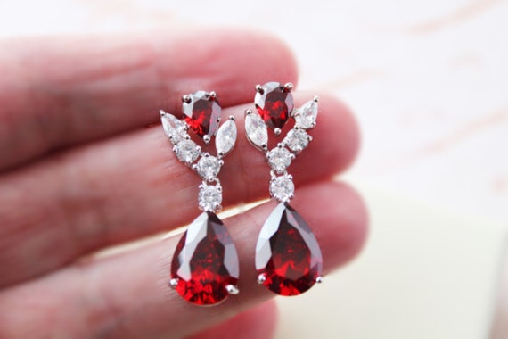 Burgundy earrings prom clearance