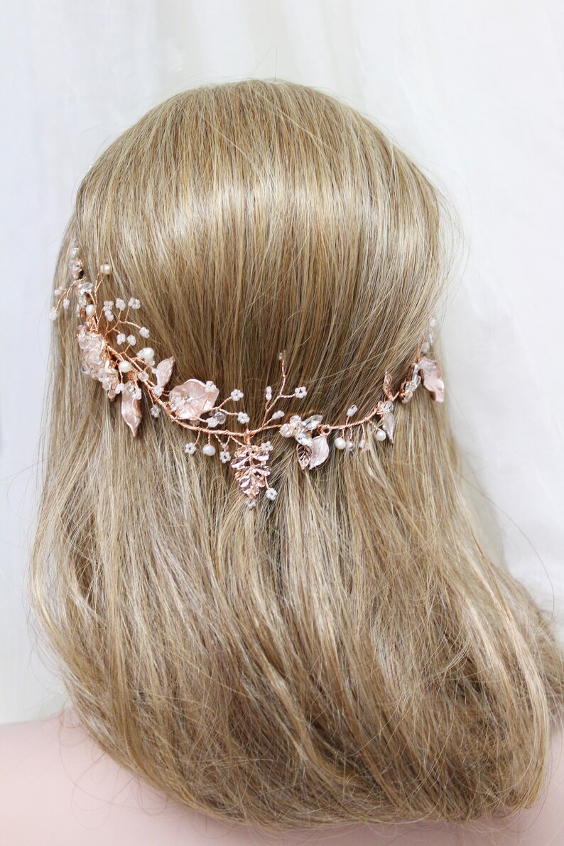 UK Floral Wreath Wedding hair accessory Bridal Back headpiece Silver Wedding Hair Vine Bridal hair vine Bridal Headpiece