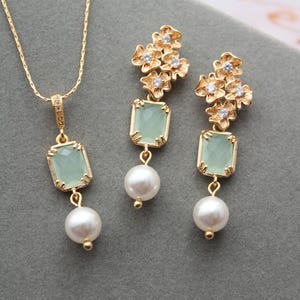 earrings for light green dress Cute Green Gemstone Statement Earrings | Trendy Earrings