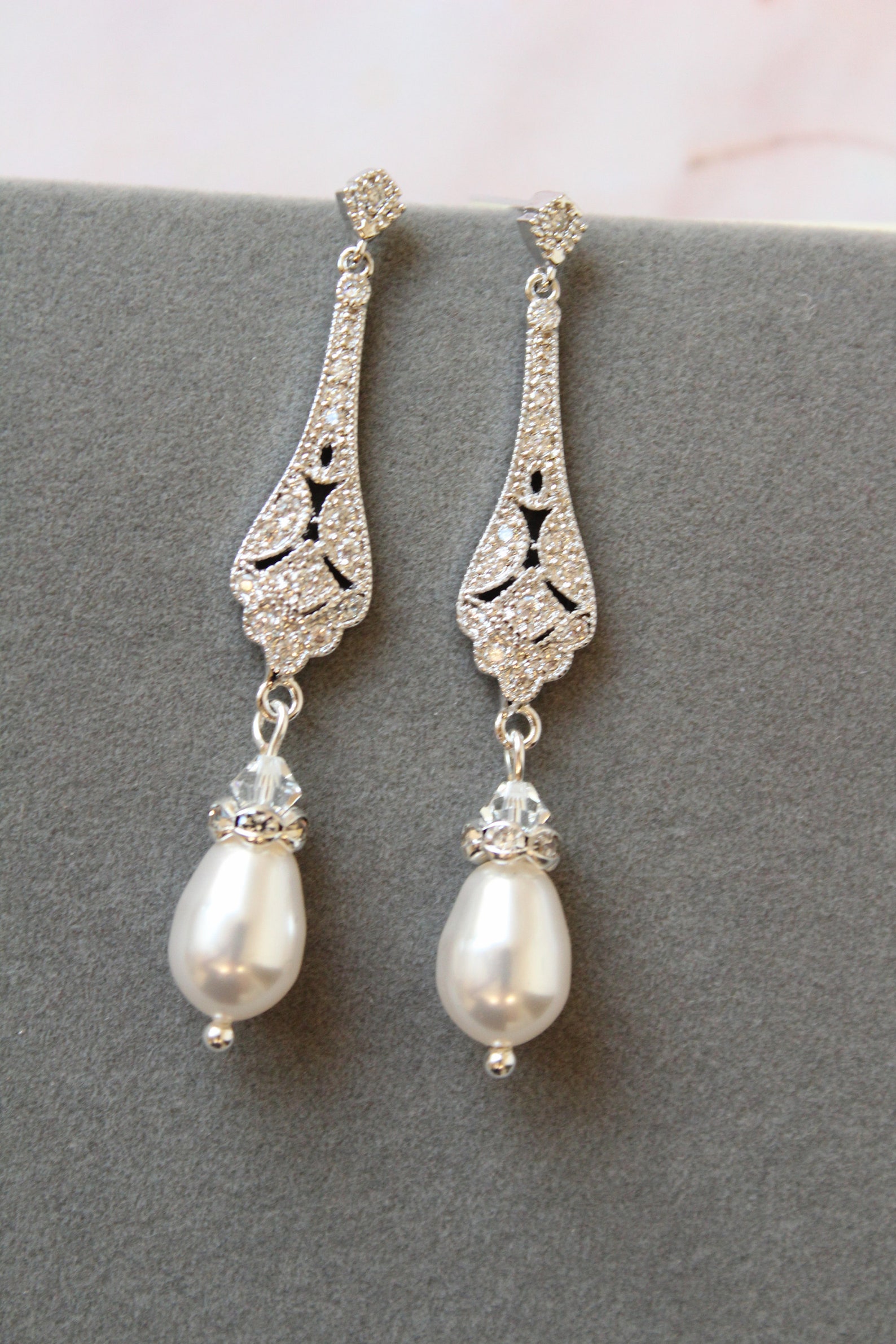 Bridesmaid Pearl Earrings Bridal Earrings and Necklace Set Etsy UK