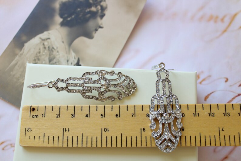 Silver Art Deco Style Earrings Bridal Earrings Crystal Etsy UK