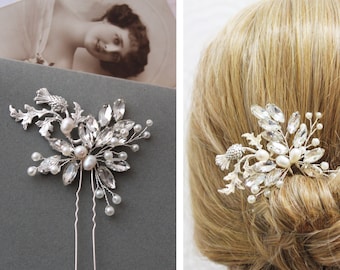 Petite  Scottish Thistle Hair Pin , Wedding hair pin, Bridal  Hair Piece , Pearl Wedding  Headpiece , Bridesmaid hair pin, Bridesmaid gift