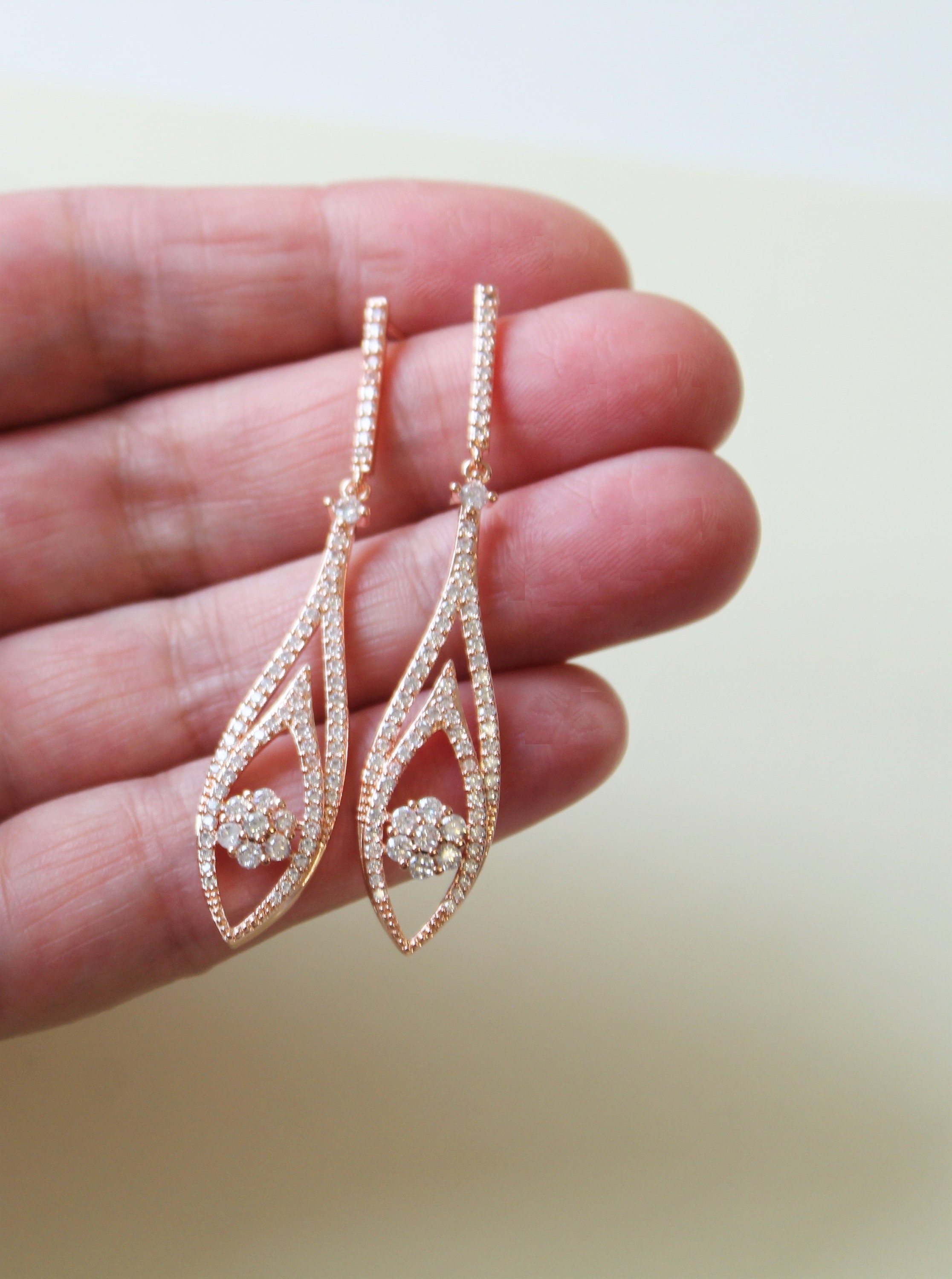 Gold Bridal Earrings Bridesmaid Jewelry 1920s Art Deco Etsy