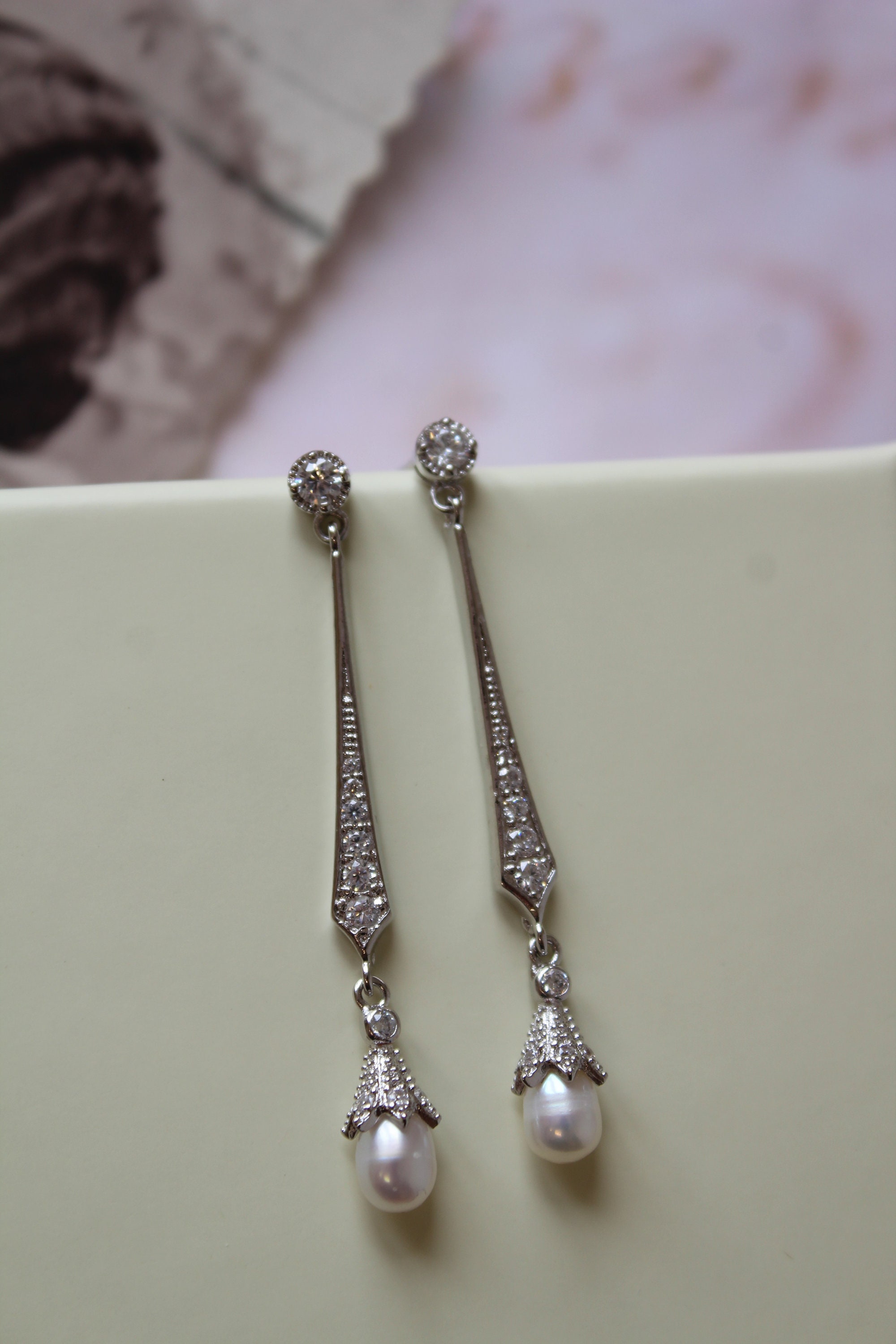 Bridal Earrings Art Deco Earrings Bridesmaid Earrings | Etsy