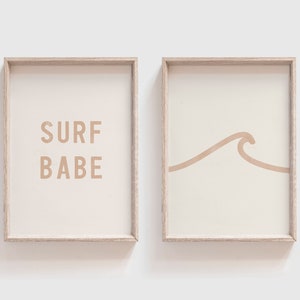 Surf Babe + Surf Wave | Set of Two Prints | Beach Prints | Coastal Prints | Pray for Surf | Surf Prints | Surf Wall Art | Beach House