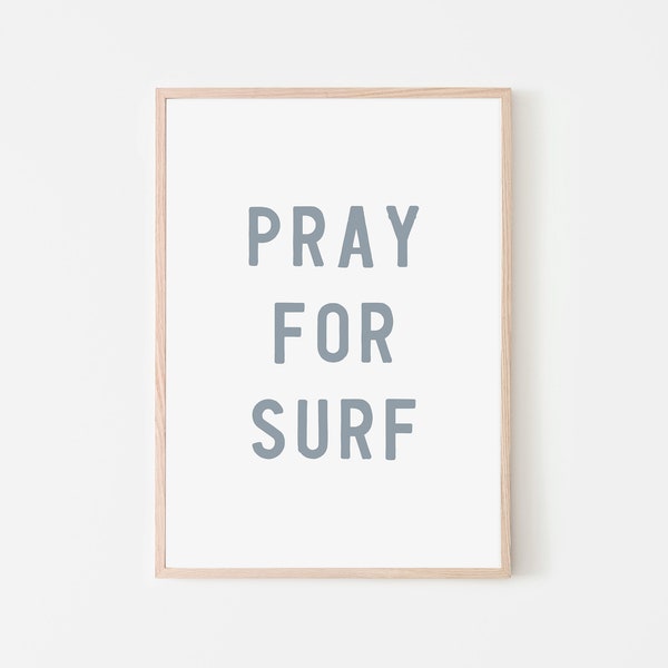 Pray For Surf - Blau | Pray For Surf Print | Surfer Print | Strand Druck | Surf Wand Kunst | Strandhaus Druck | Surf Kinderzimmer Wandkunst | Jungen