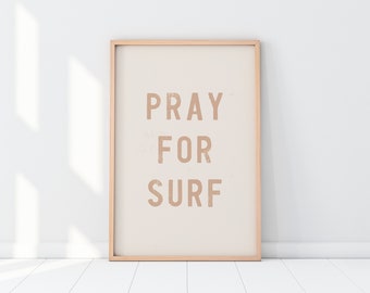 Pray For Surf Printed Wall Art \u2022 Modern Beach Nursery Decor \u2022 Modern Kids Surf Art \u2022 Printed and Mailed Ocean Design Simple Block Word Art