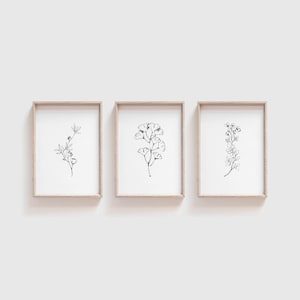 Black & White Botanical Prints - Set of 3 | Leaf Print | Botanical Leaf Print | Minimalist Leaf Print | Botanical Set of 3 | Kitchen Print