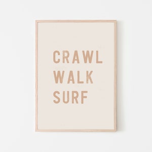Crawl Walk Surf Print  | Surf Print | Nursery Print | Pink Print | Girls Nursery | Surf Nursery | Ocean Child | Surf Wall Art | Beach Nurser