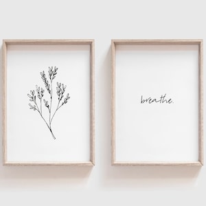 Botanical Set | Set of Two | Breathe Print | Botanical Print | Leaf Print | Herb Print | Rustic Decor | Kitchen Print | Dining Room Print