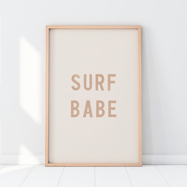 Surf Babe | Pink Print | Surf Print | Surf Wall Art | Surf Poster | Beach Wall Art | Beach Sign | Coastal Wall Art | Gift For Surfer