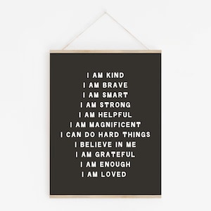Affirmations For Kids | Kids Print || Girls Bedroom | Boys Bedroom | Motivational Print | Playroom Printable | Affirmations Print
