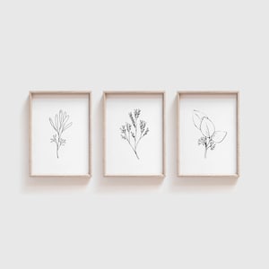 Black & White Botanical Prints - Set of 3 | Leaf Print Set of 3 | Set of 3 Prints | Minimalist Set of 3 | Botanical Set of 3 | Leaf Art