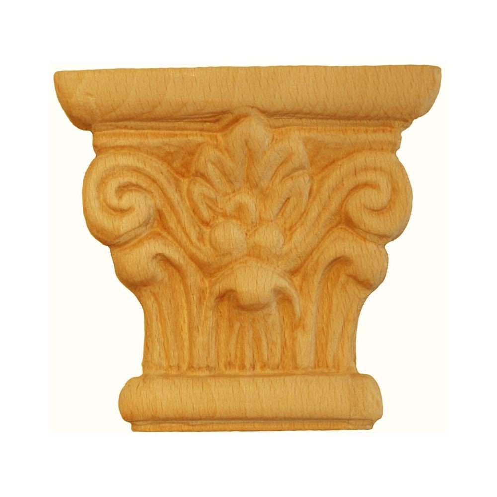 Chapiteaux Ka620 en Bois Brut H 75mm X L 84mm Ep 28mm